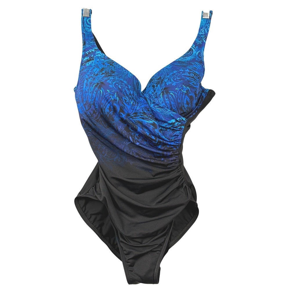 NWOT Miraclesuit 1-Piece Estilo Swimsuit Sz 12 Underwire Tummy Control Slimming